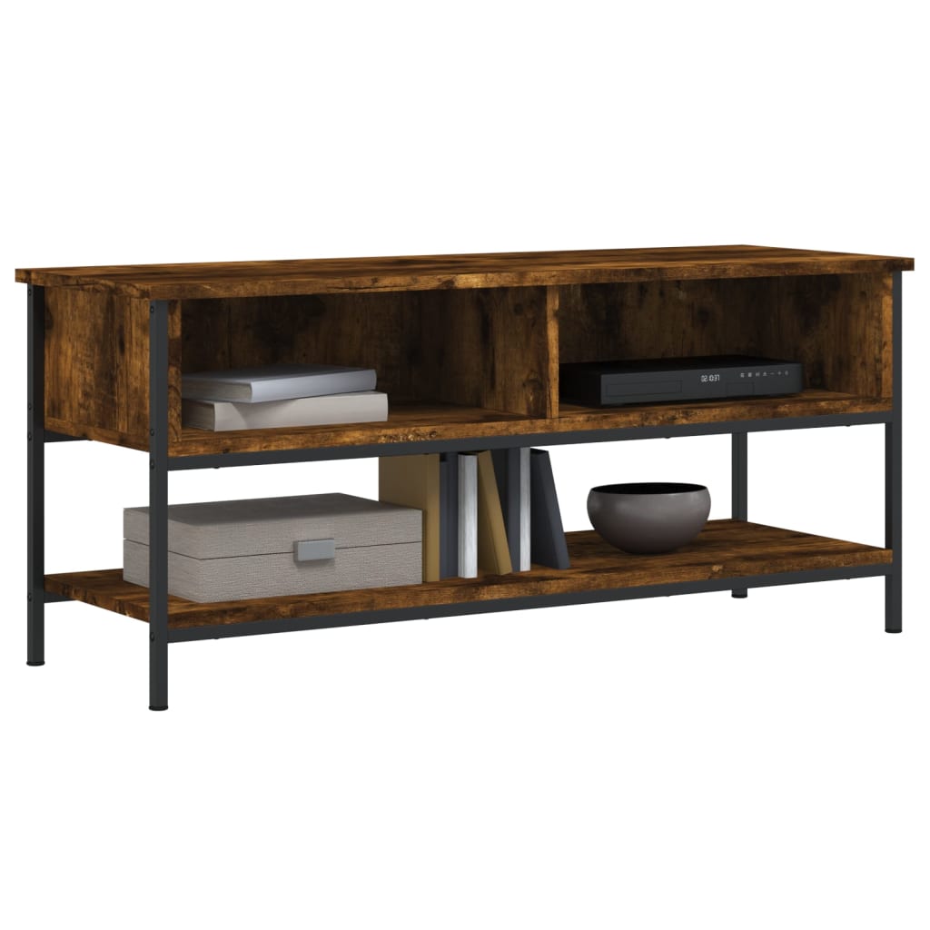 Meuble TV chêne fumé 100x35x45 cm matériau bois