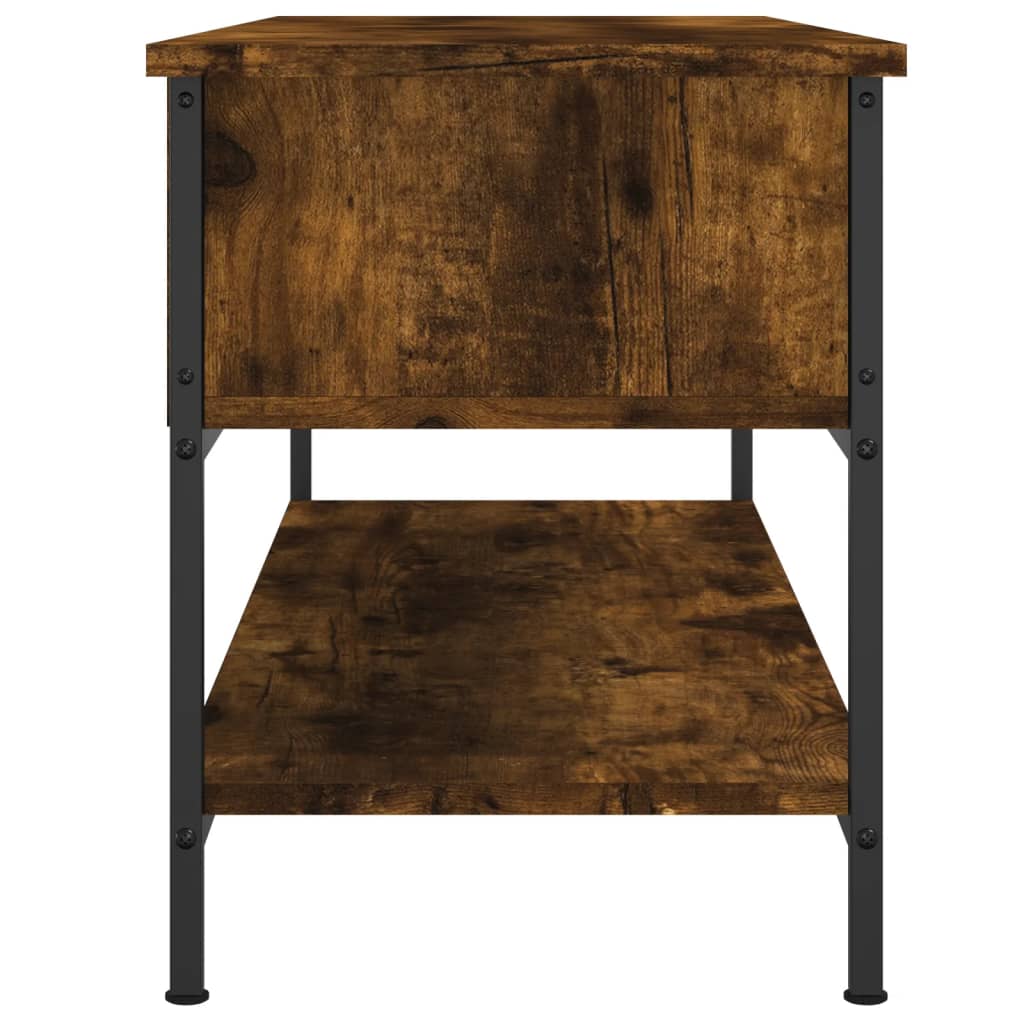 Meuble TV chêne fumé 100x35x45 cm matériau bois