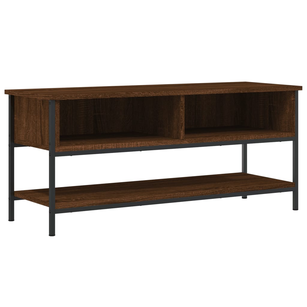 Meuble TV aspect chêne marron 100x35x45 cm matériau bois