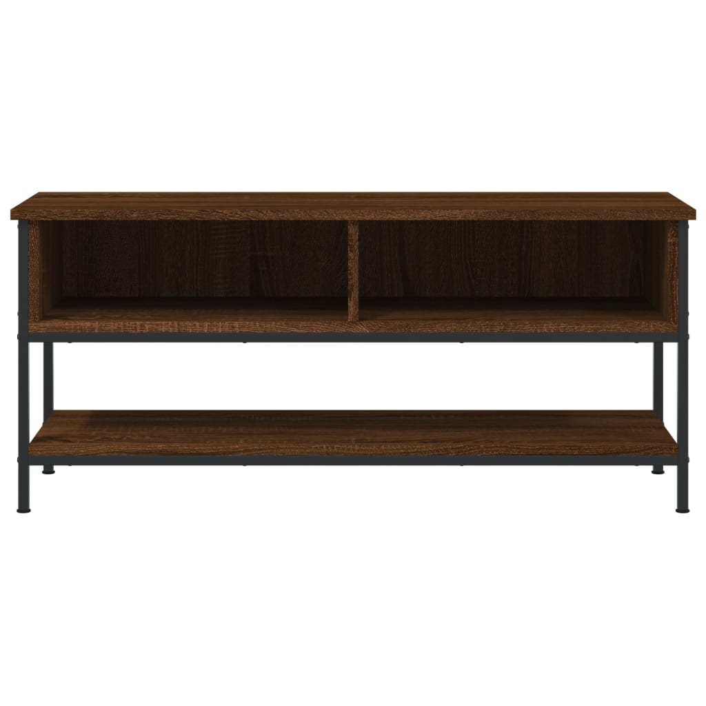 Meuble TV aspect chêne marron 100x35x45 cm matériau bois