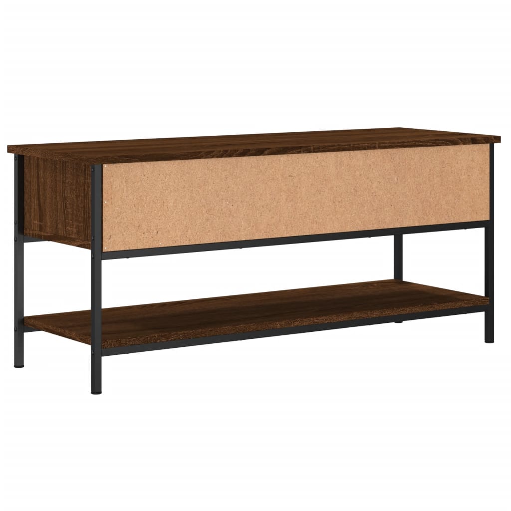 Meuble TV aspect chêne marron 100x35x45 cm matériau bois