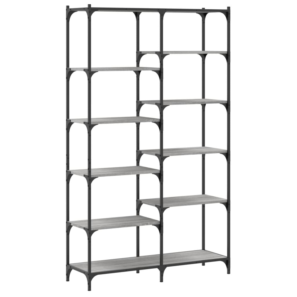 Bookcase Grey Sonoma 100x32x170 cm Wood and Iron