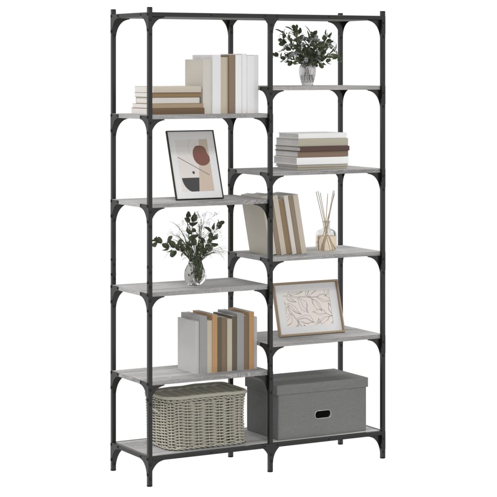 Bookcase Grey Sonoma 100x32x170 cm Wood and Iron