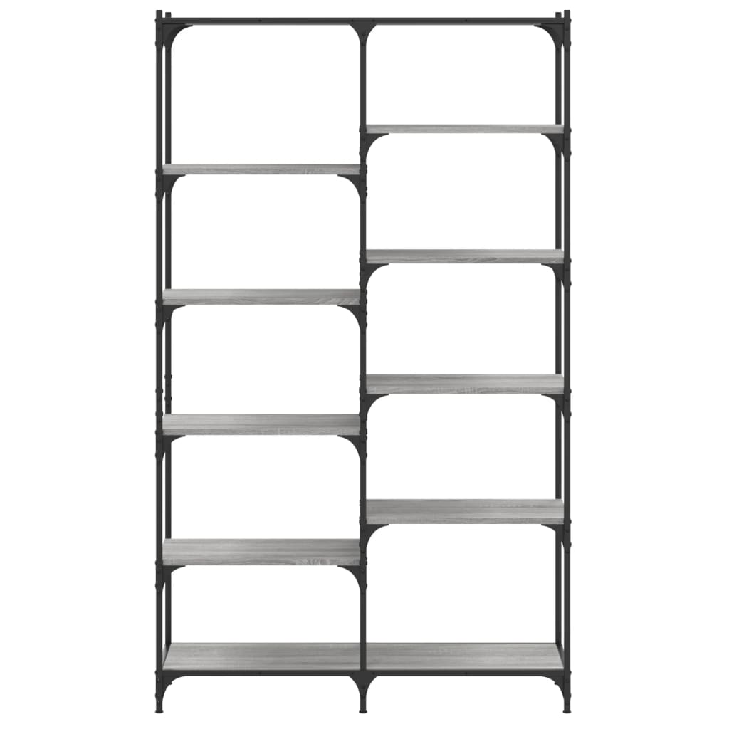 Bookcase Grey Sonoma 100x32x170 cm Wood and Iron