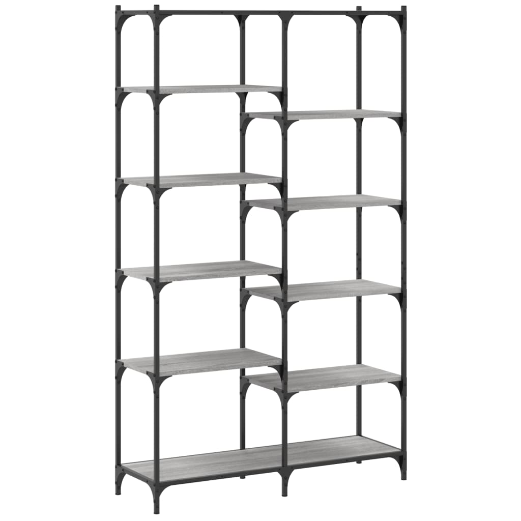 Bookcase Grey Sonoma 100x32x170 cm Wood and Iron