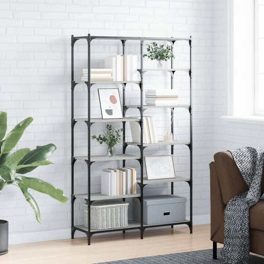 Bookcase Grey Sonoma 100x32x170 cm Wood and Iron