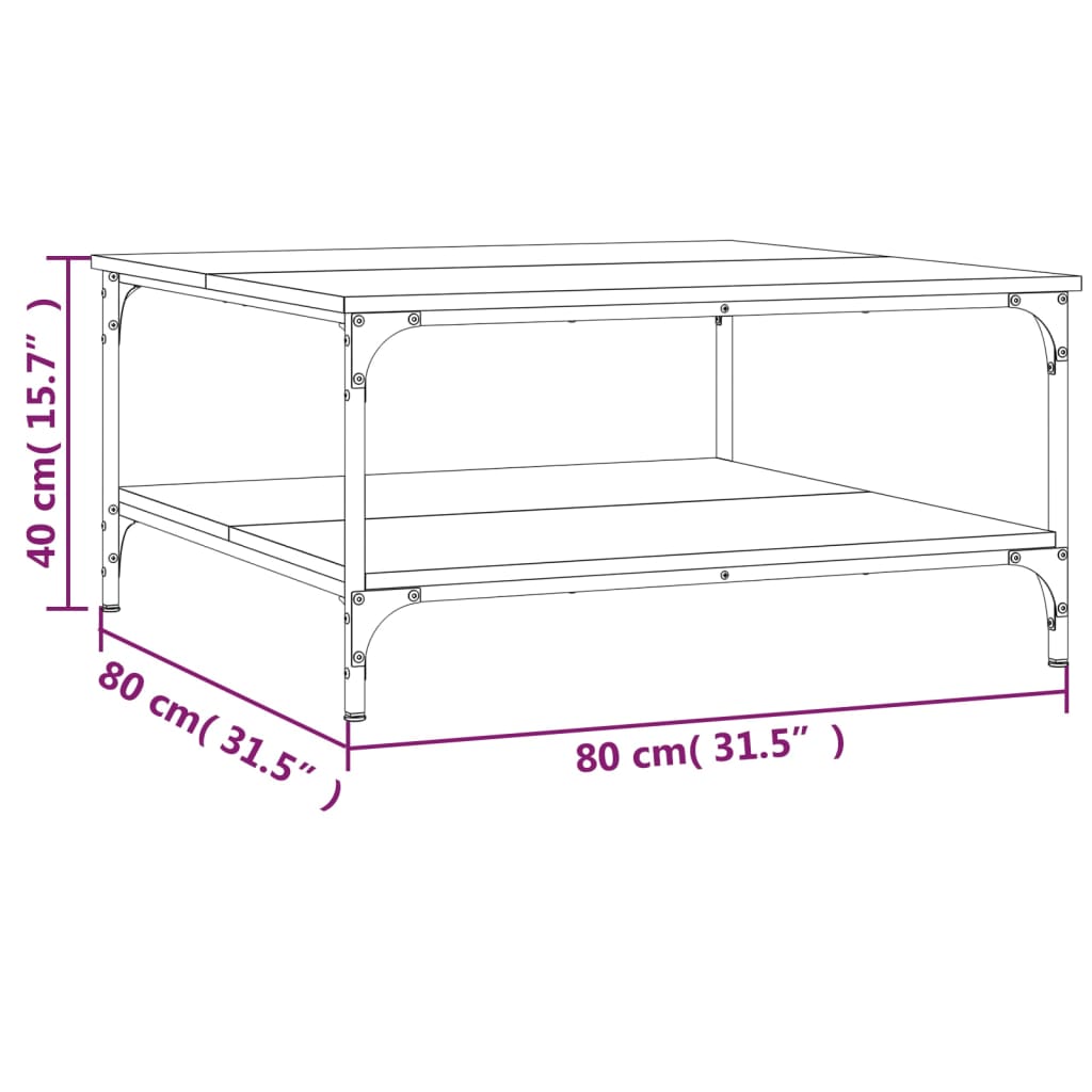 Table basse chêne Sonoma 80x80x40 cm en bois