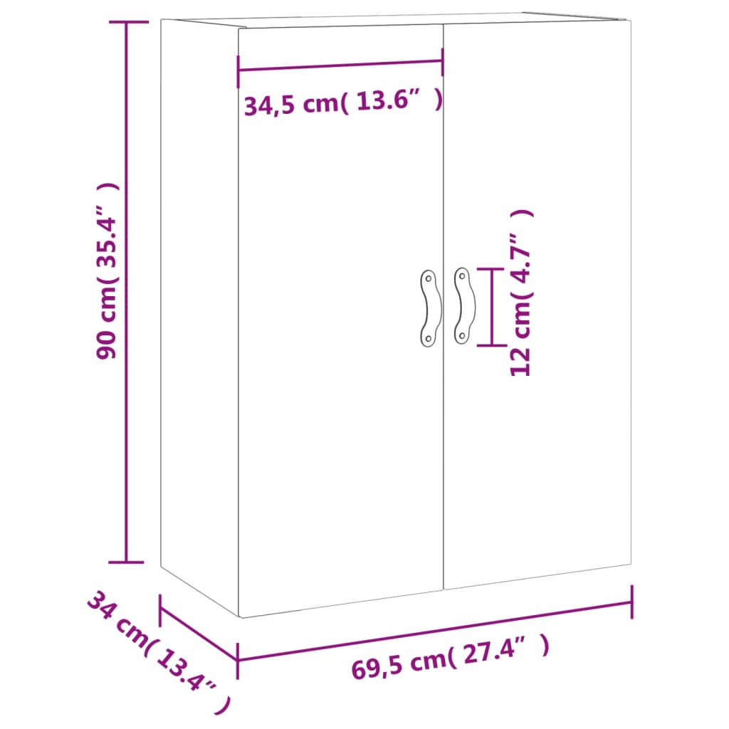 Wandschrank Grau Sonoma 69,5x34x90 cm