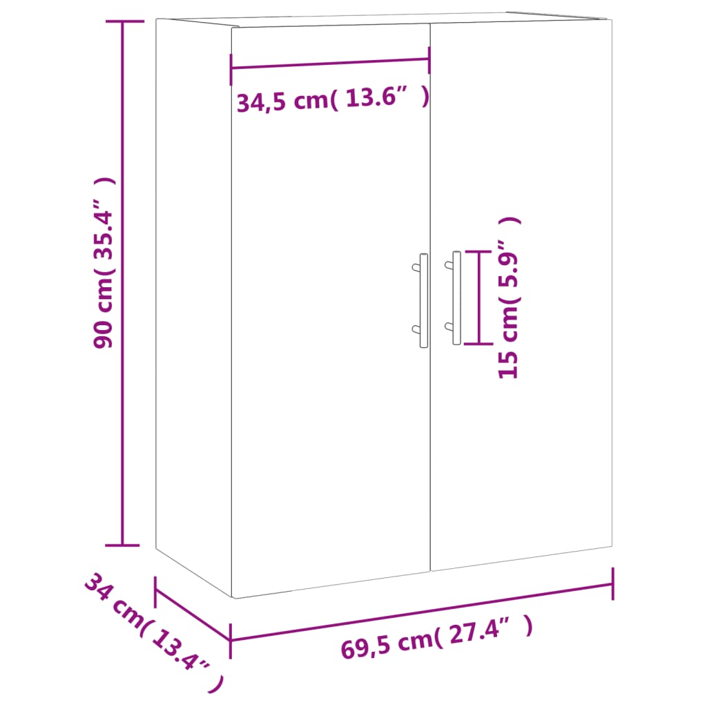 Wandschrank Betongrau 69,5x34x90 cm