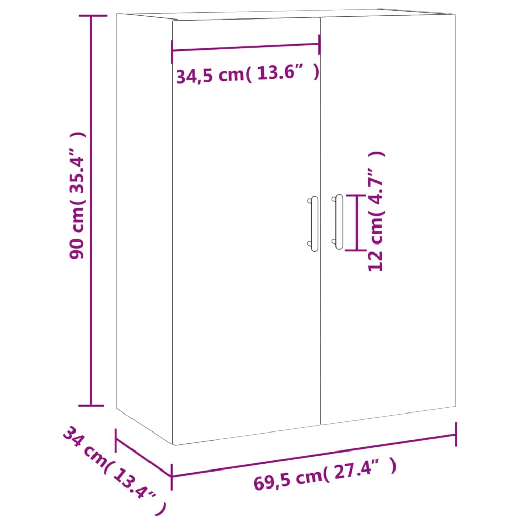 Wandschrank Weiß 69,5x34x90 cm