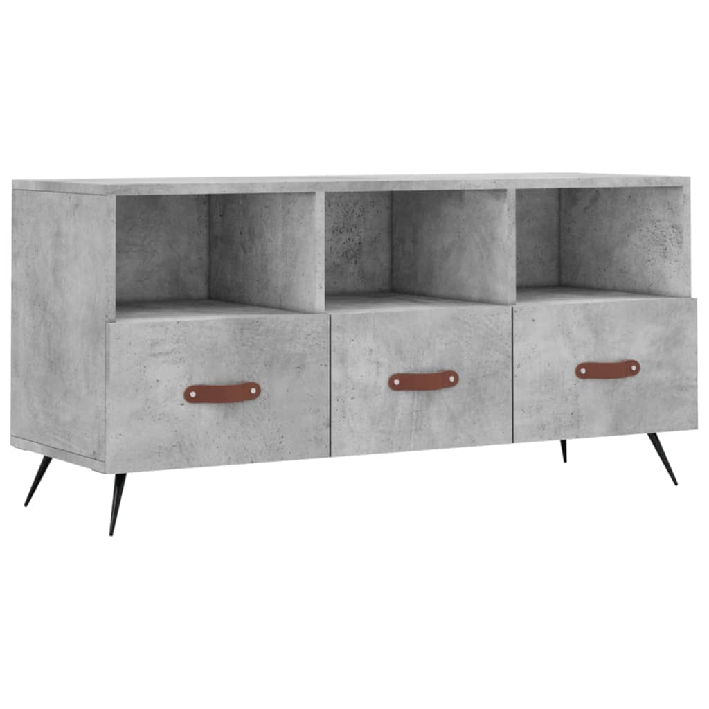 Meuble TV gris béton 102x36x50 cm en bois