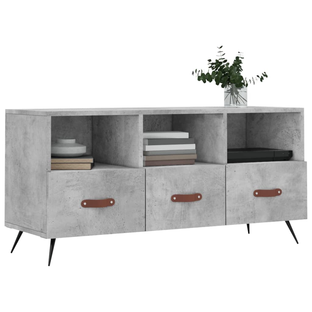 Meuble TV gris béton 102x36x50 cm en bois