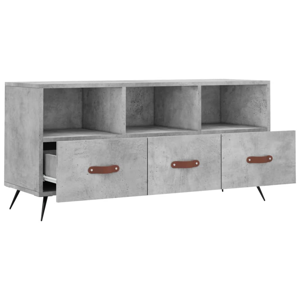 Meuble TV gris béton 102x36x50 cm en bois