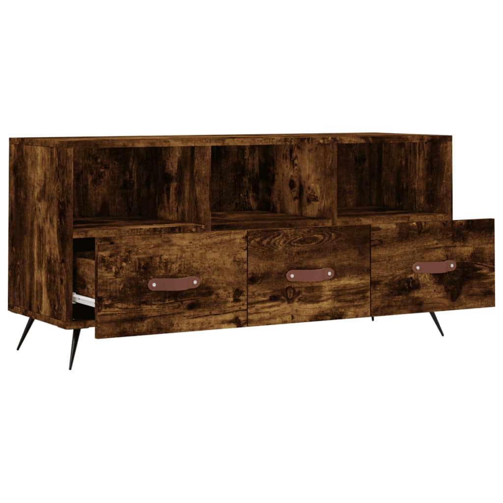 Meuble TV chêne fumé 102x36x50 cm matériau bois