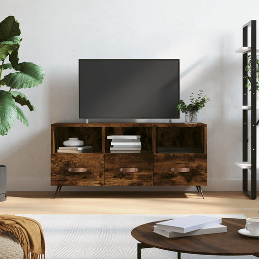 Meuble TV chêne fumé 102x36x50 cm matériau bois