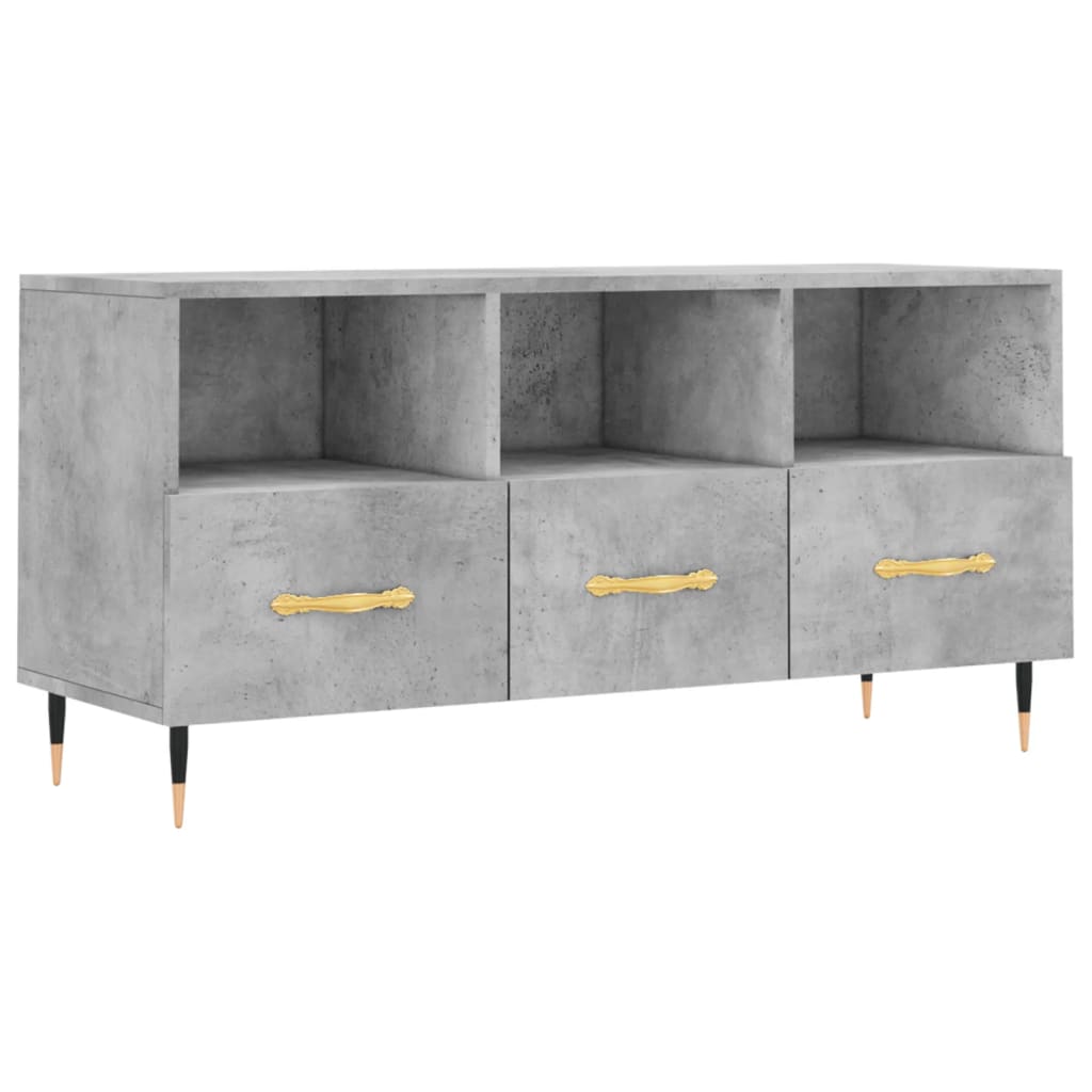 Meuble TV gris béton 102x36x50 cm en bois