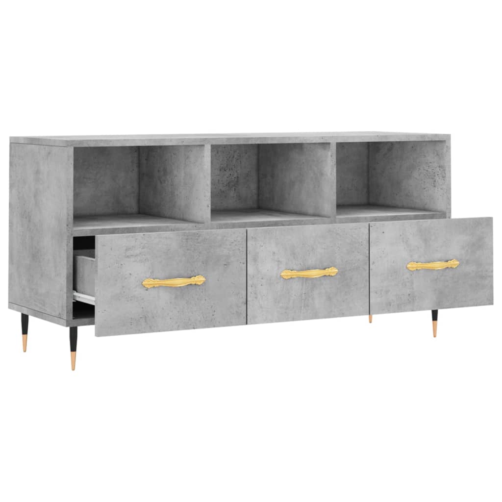 Meuble TV gris béton 102x36x50 cm en bois