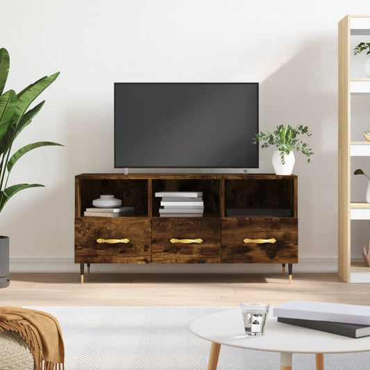 Meuble TV chêne fumé 102x36x50 cm matériau bois