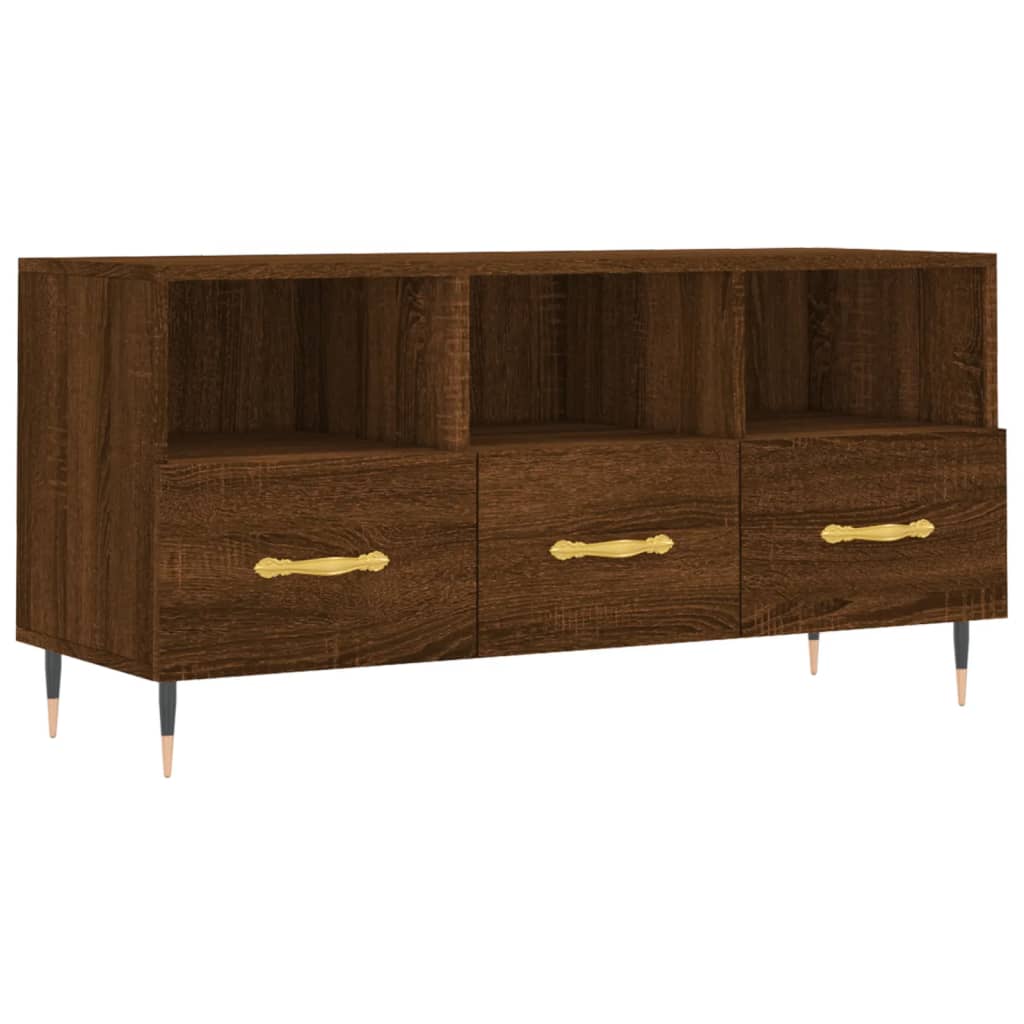 Meuble TV aspect chêne marron 102x36x50 cm matériau bois