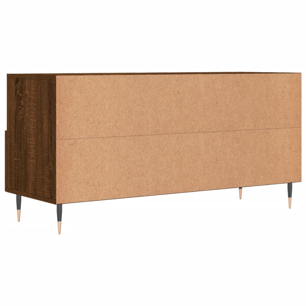 Meuble TV aspect chêne marron 102x36x50 cm matériau bois