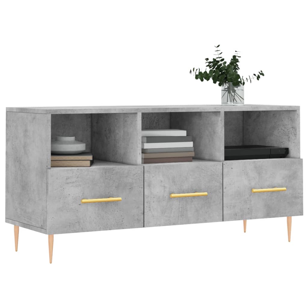 Meuble TV gris béton 102x36x50 cm en bois