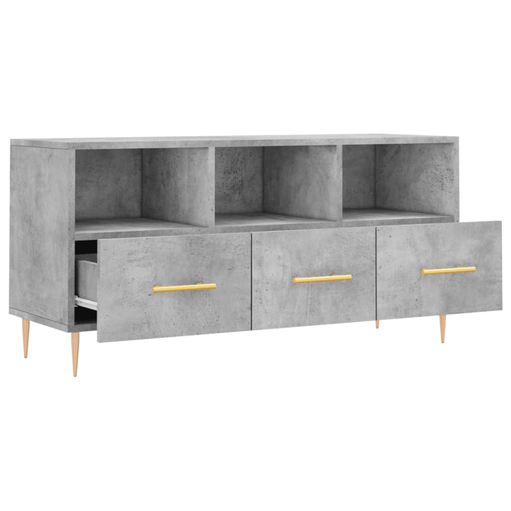 Meuble TV gris béton 102x36x50 cm en bois