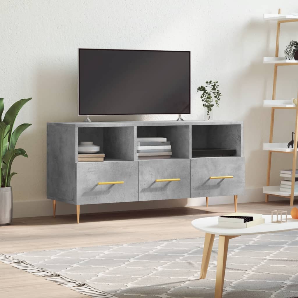 Meuble TV gris béton 102x36x50 cm en bois