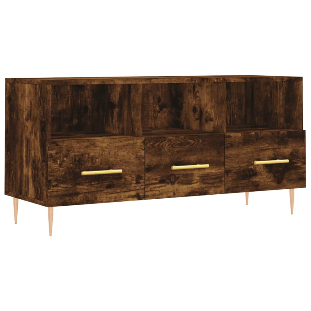 Meuble TV chêne fumé 102x36x50 cm matériau bois
