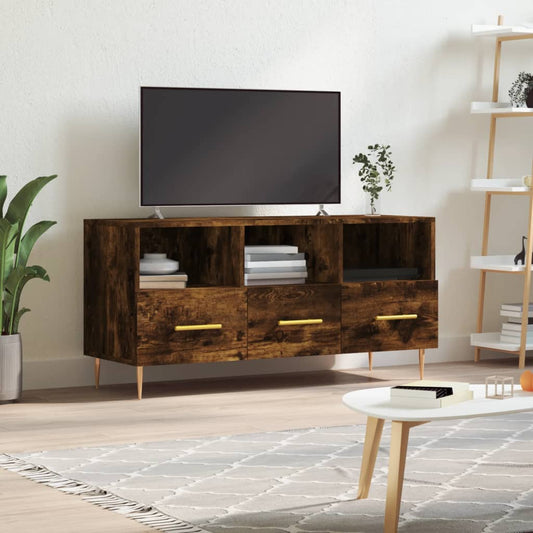 Meuble TV chêne fumé 102x36x50 cm matériau bois
