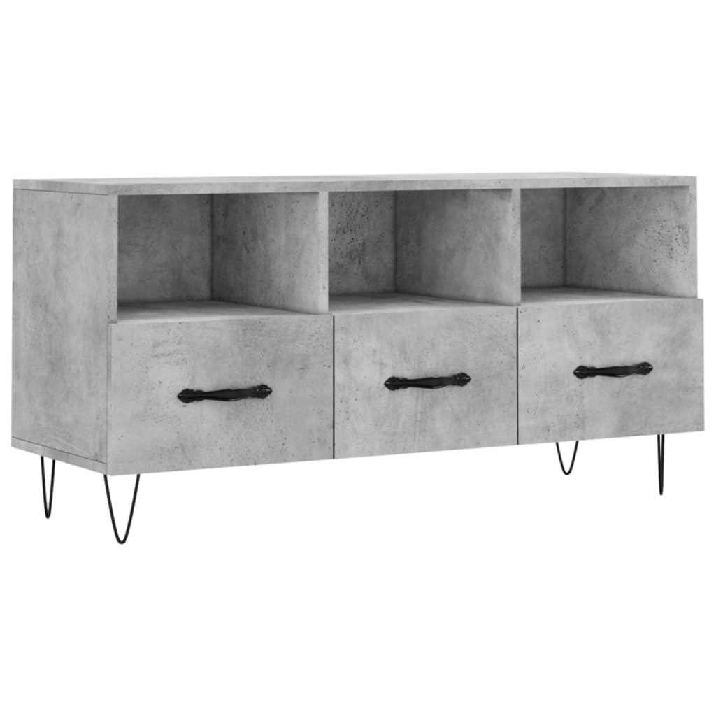 Meuble TV gris béton 102x36x50 cm en bois