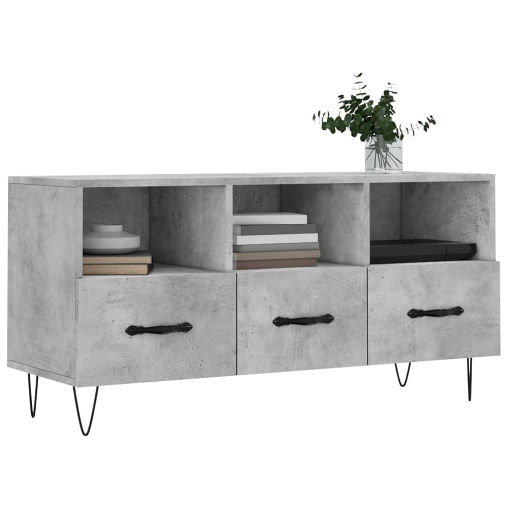 Meuble TV gris béton 102x36x50 cm en bois