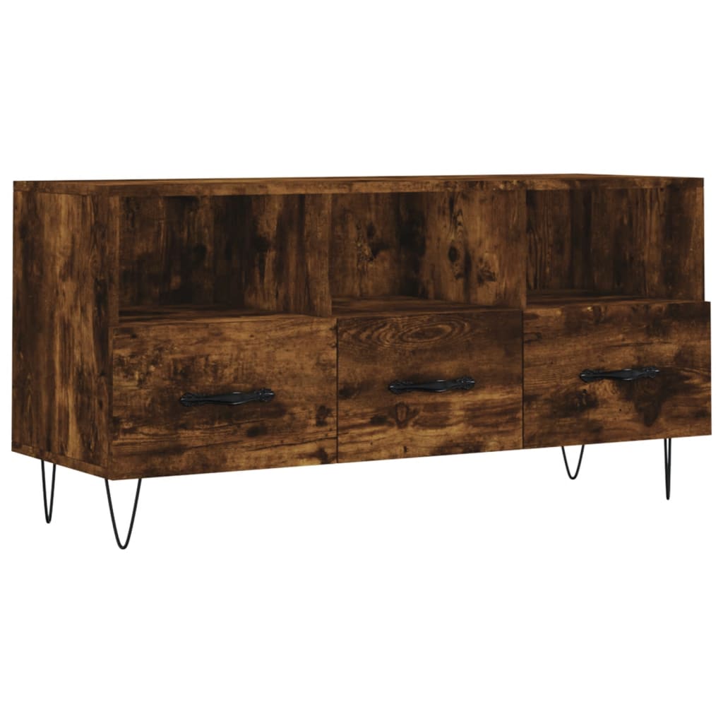 Meuble TV chêne fumé 102x36x50 cm matériau bois
