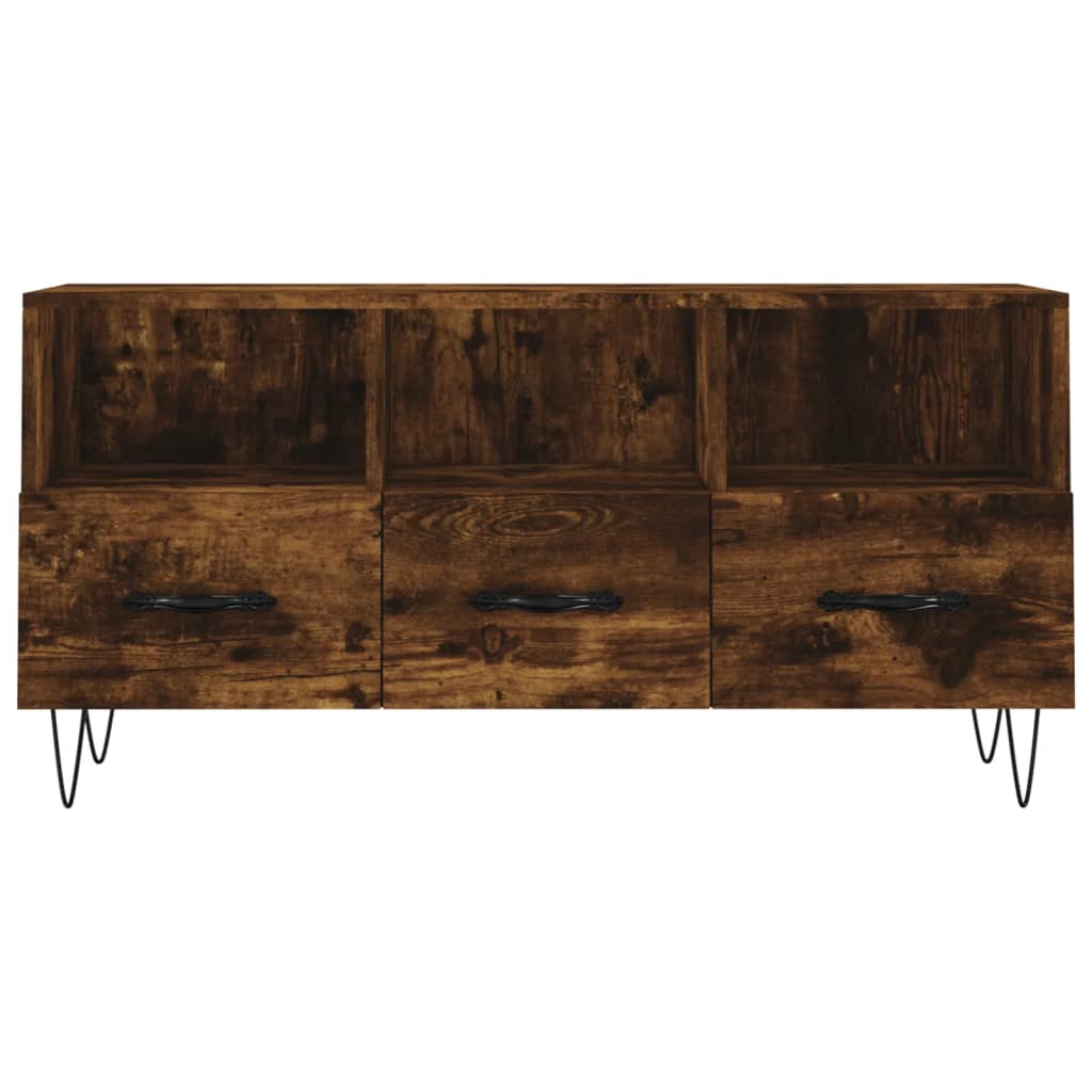 Meuble TV chêne fumé 102x36x50 cm matériau bois