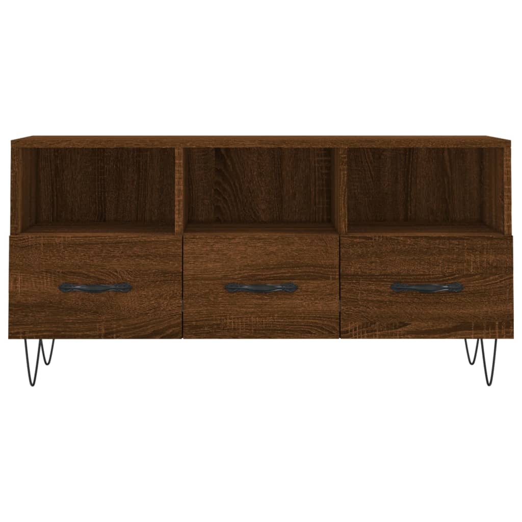 Meuble TV aspect chêne marron 102x36x50 cm matériau bois