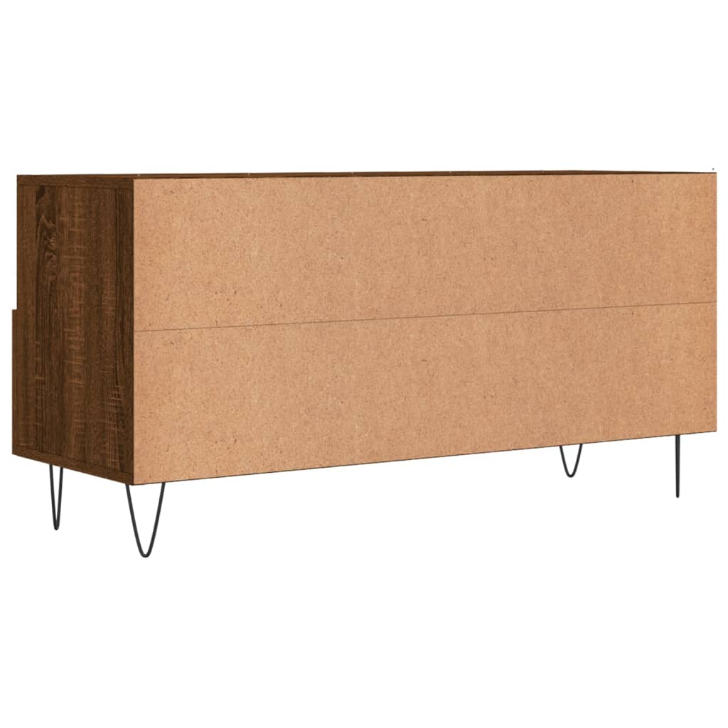 Meuble TV aspect chêne marron 102x36x50 cm matériau bois