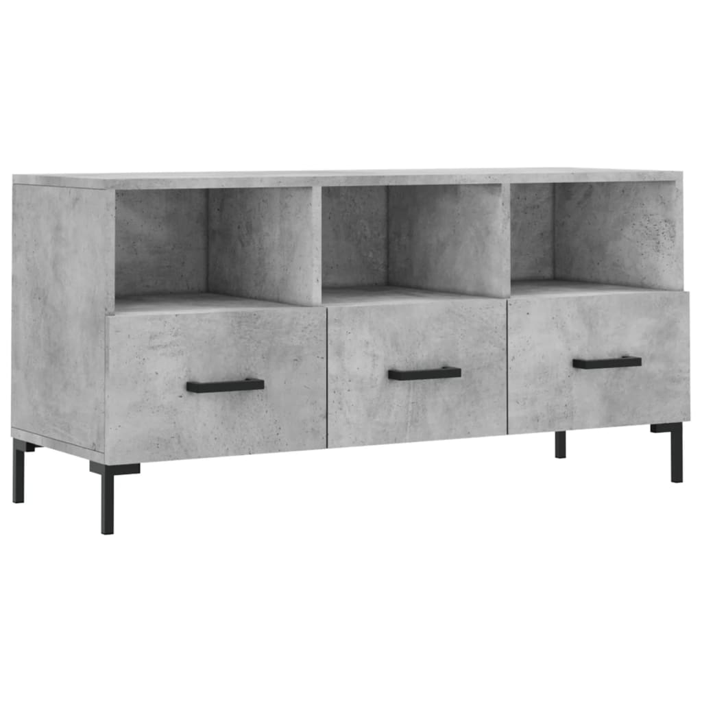 Meuble TV gris béton 102x36x50 cm en bois