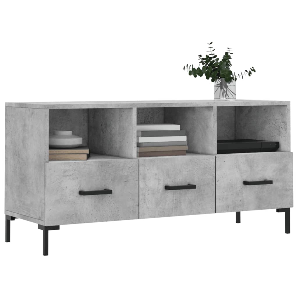 Meuble TV gris béton 102x36x50 cm en bois