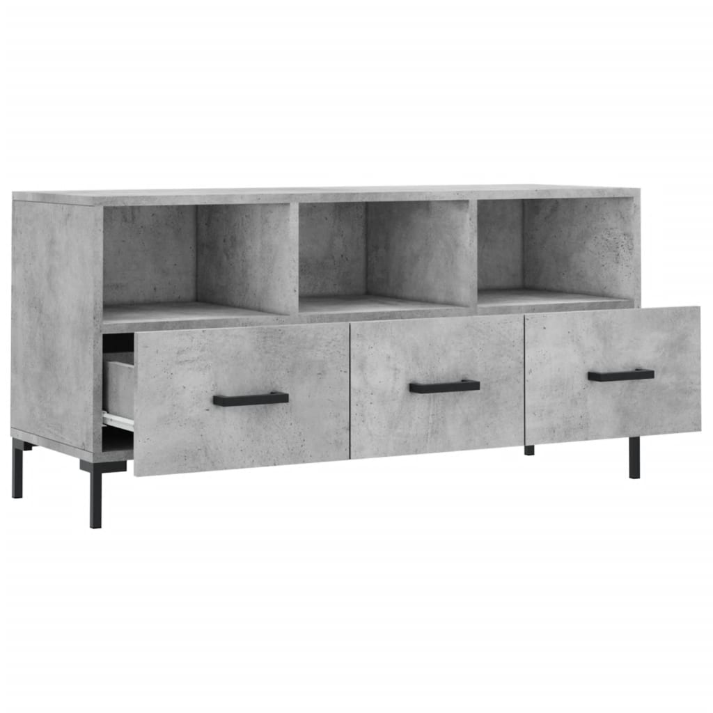 Meuble TV gris béton 102x36x50 cm en bois