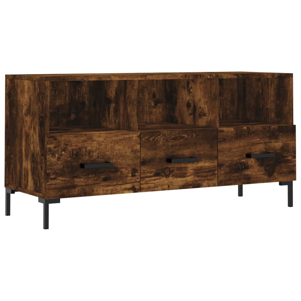 Meuble TV chêne fumé 102x36x50 cm matériau bois