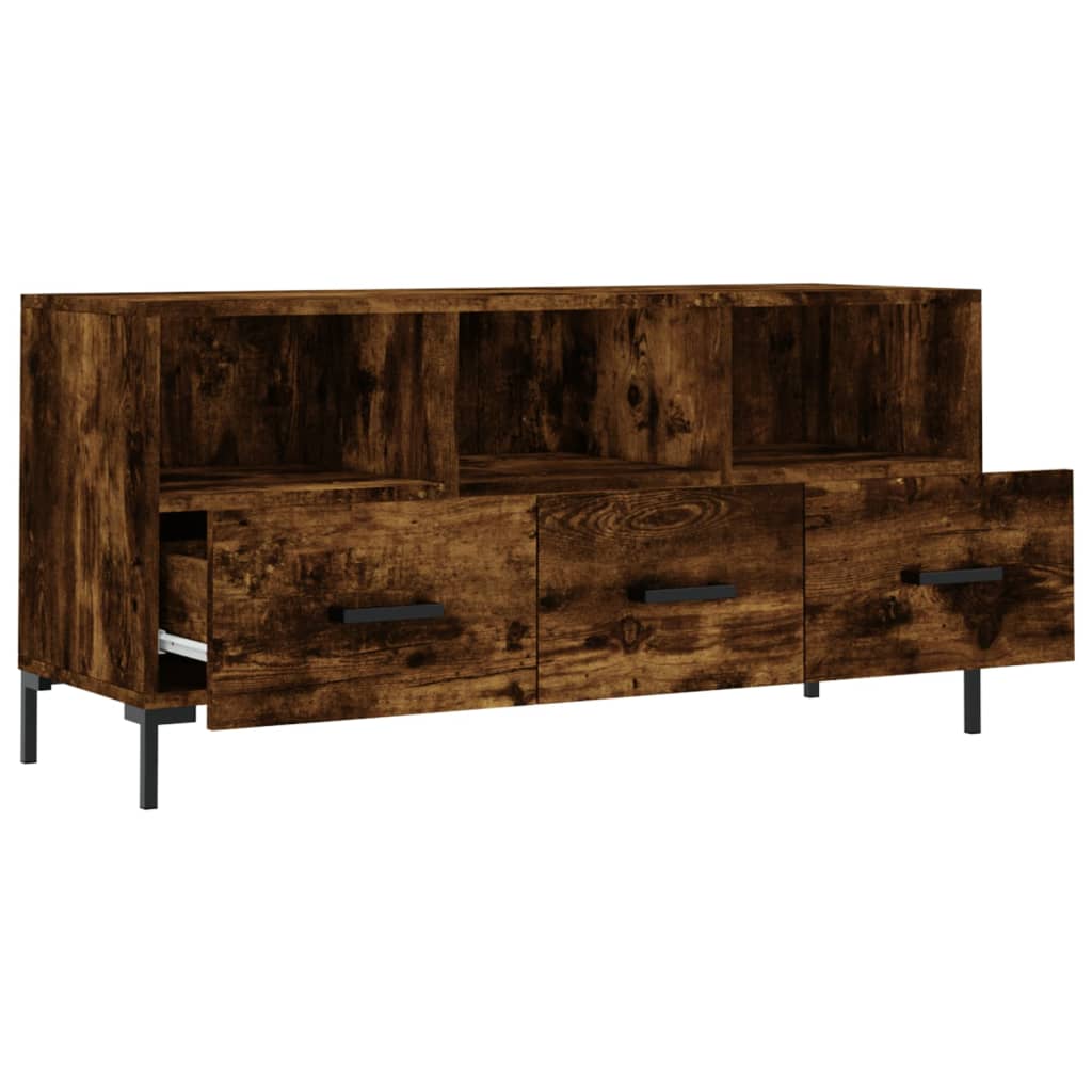 Meuble TV chêne fumé 102x36x50 cm matériau bois