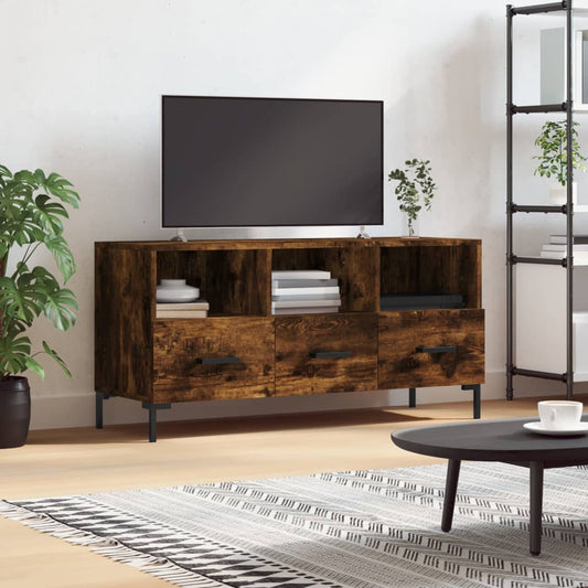 Meuble TV chêne fumé 102x36x50 cm matériau bois