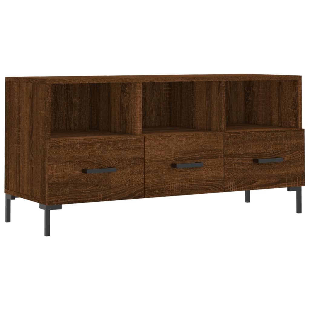 Meuble TV aspect chêne marron 102x36x50 cm matériau bois