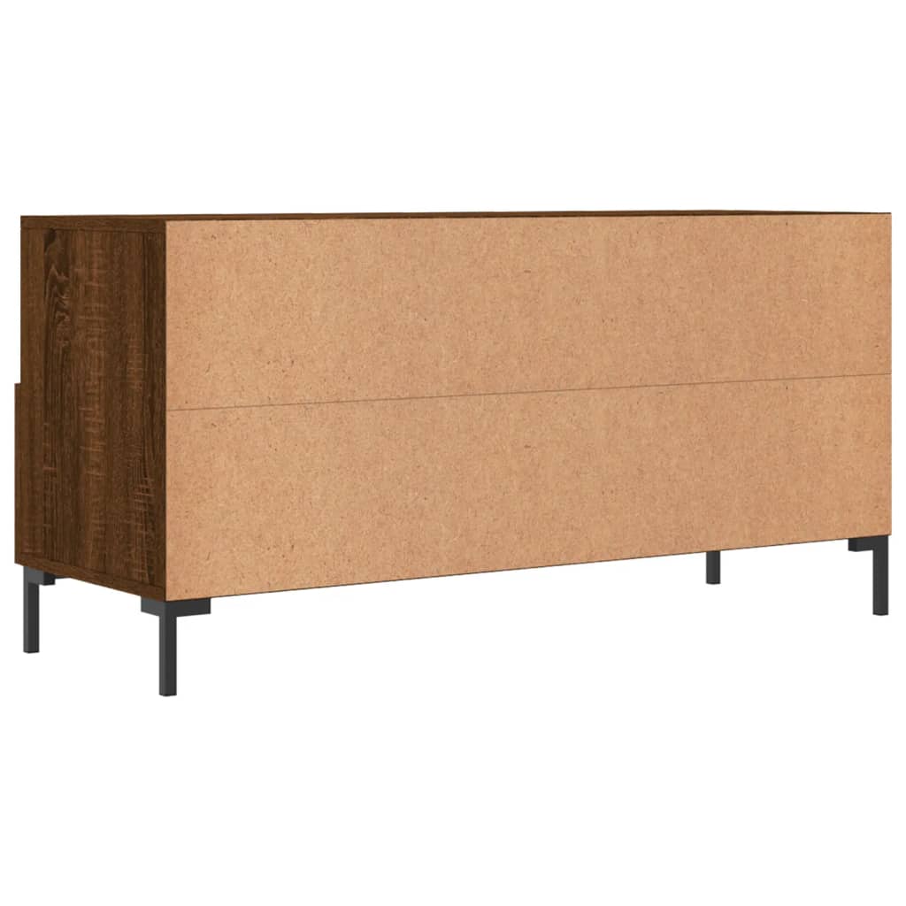 Meuble TV aspect chêne marron 102x36x50 cm matériau bois