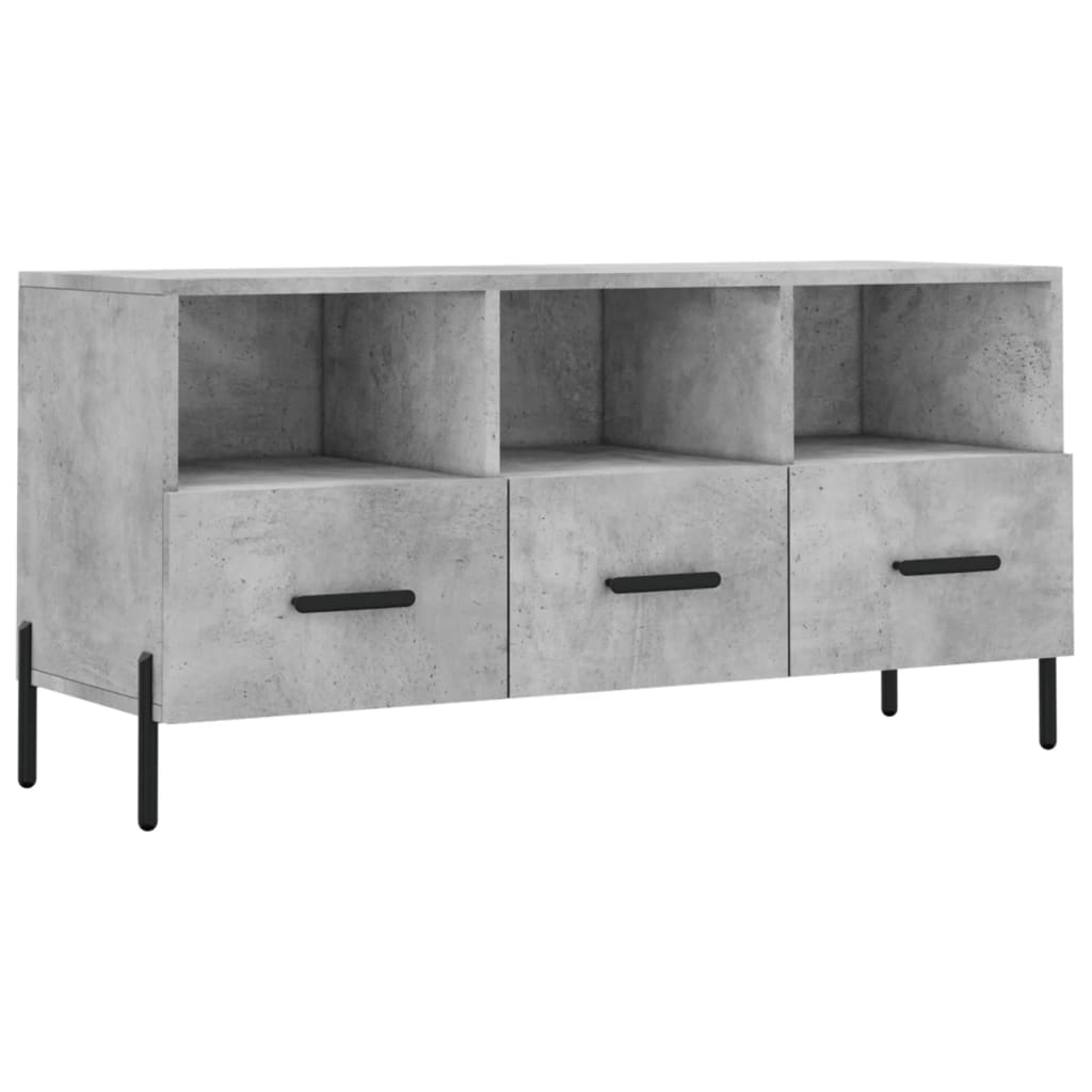 Meuble TV gris béton 102x36x50 cm en bois