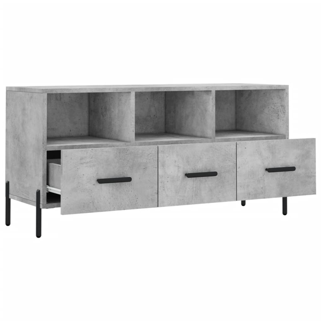 Meuble TV gris béton 102x36x50 cm en bois