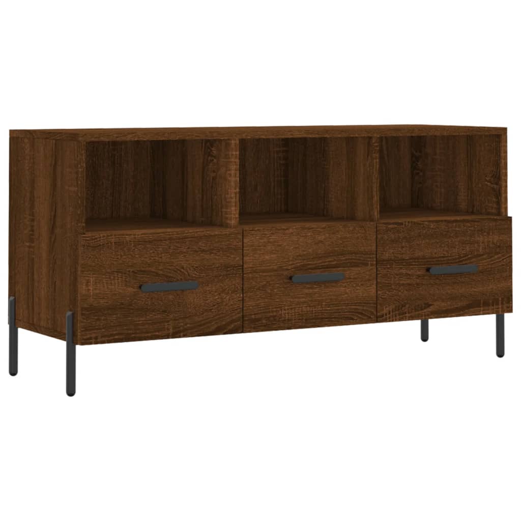 Meuble TV aspect chêne marron 102x36x50 cm matériau bois