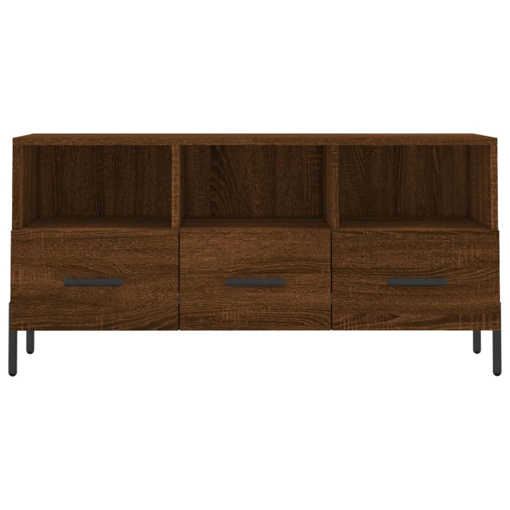 Meuble TV aspect chêne marron 102x36x50 cm matériau bois