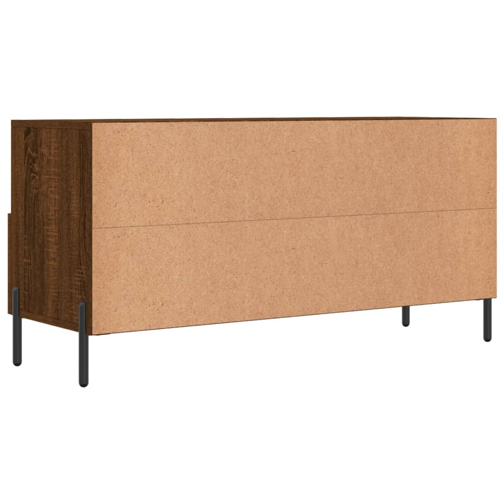 Meuble TV aspect chêne marron 102x36x50 cm matériau bois