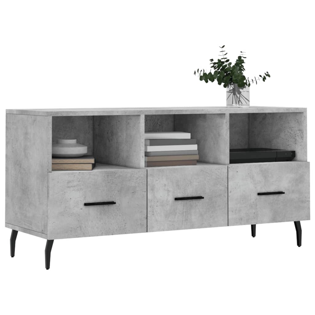 Meuble TV gris béton 102x36x50 cm en bois