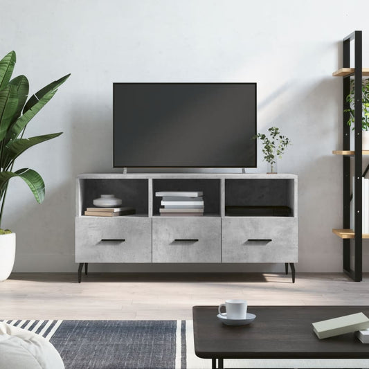 Meuble TV gris béton 102x36x50 cm en bois